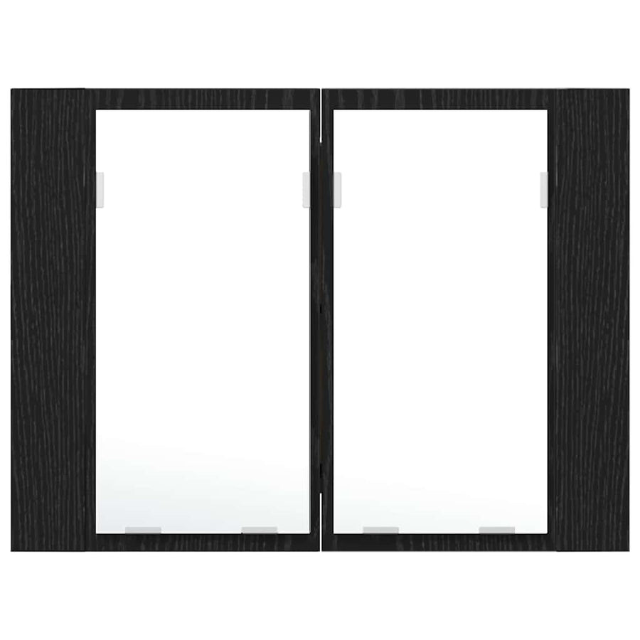 Bathroom Mirror Cabinet Black Oak 60 x 12 x 45 cm