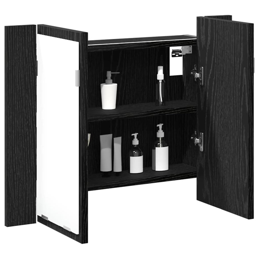 Bathroom Mirror Cabinet Black Oak 60 x 12 x 45 cm