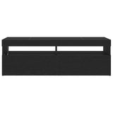 TV Cabinet with LED Black Oak 120 x 35 x 40 cm Engineered Wood