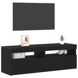 TV Cabinet with LED Black Oak 120 x 35 x 40 cm Engineered Wood