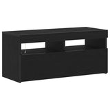 TV Cabinet with LED Black Oak 90 x 35 x 40 cm Engineered Wood