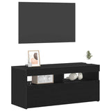 TV Cabinet with LED Black Oak 90 x 35 x 40 cm Engineered Wood
