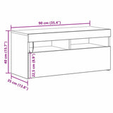 TV Cabinet with LED Black Oak 90 x 35 x 40 cm Engineered Wood - Extra Image