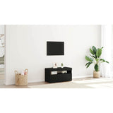TV Cabinet with LED Black Oak 75 x 35 x 40 cm Engineered Wood