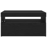 TV Cabinet with LED Black Oak 75 x 35 x 40 cm Engineered Wood