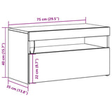 TV Cabinet with LED Black Oak 75 x 35 x 40 cm Engineered Wood - Extra Image