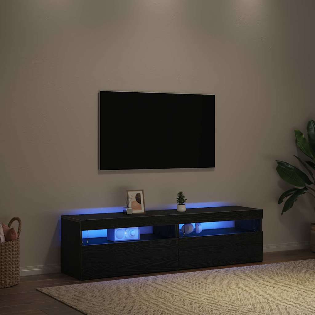 TV Cabinet 2 pcs Black Oak Engineered Wood