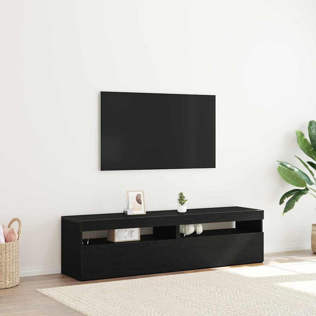 TV Cabinet 2 pcs Black 75 x 35 x 40 cm Engineered wood