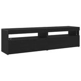TV Cabinet 2 pcs Black 75 x 35 x 40 cm Engineered wood - Front View