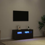 TV Cabinet 90 x 35 x 40 cm Black Oak Engineered Wood - Low Angle