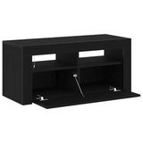 TV Cabinet Black Oak 90 x 35 x 40 cm Engineered Wood - Close-Up Angle
