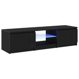 TV Cabinet Black Oak 140 x 38,5 x 36 cm Engineered Wood - Front View