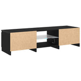 TV Cabinet Black Oak 140 x 38,5 x 36 cm Engineered Wood - Low Angle