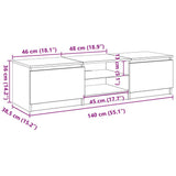 TV Cabinet Black Oak 140 x 38,5 x 36 cm Engineered Wood