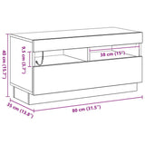 TV Cabinet Black Oak 80 x 35 x 40 cm Engineered Wood - Extra Image