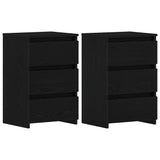 Bedside Cabinet with Drawer 2 pcs Black oak 40 x 35 x 62.5 cm - Front View