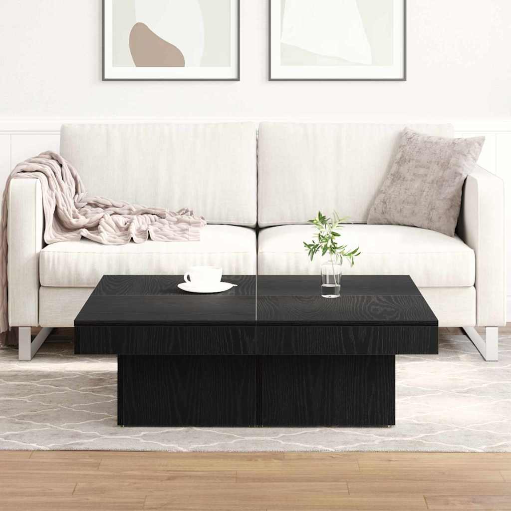 Coffee Table Black Oak 90 x 90 x 28 cm Engineered Wood
