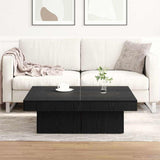 Coffee Table Black oak 90 x 90 x 28 cm Engineered wood - Top-Down View