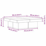 Coffee Table Black Oak 90 x 90 x 28 cm Engineered Wood