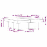 Coffee Table Black oak 90 x 90 x 28 cm Engineered wood - Extra Image