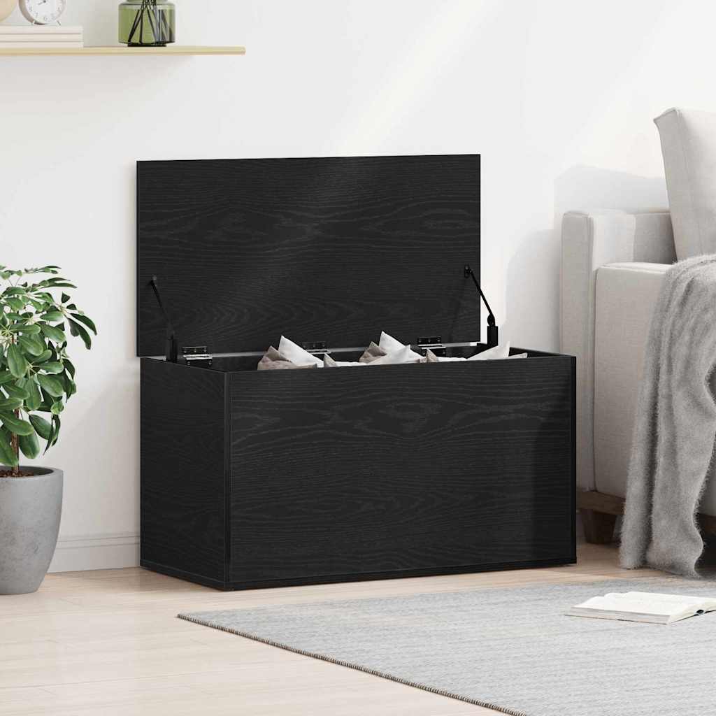 Storage Box Black Oak 84 x 42 x 46 cm Engineered Wood