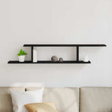 Wall-mounted TV Shelf with Shelf Black Oak 125 x 18 x 23 cm - Top-Down View