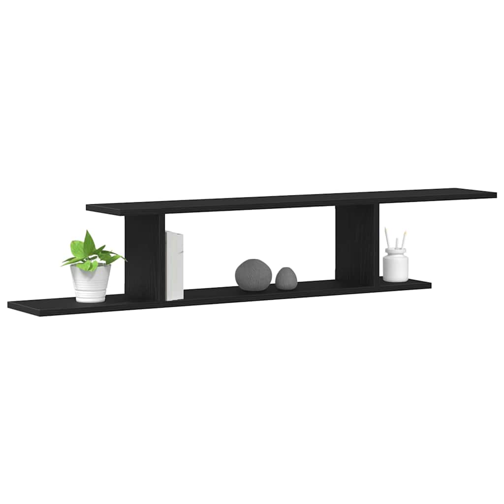 Wall-mounted TV Shelf with Shelf Black Oak 125 x 18 x 23 cm
