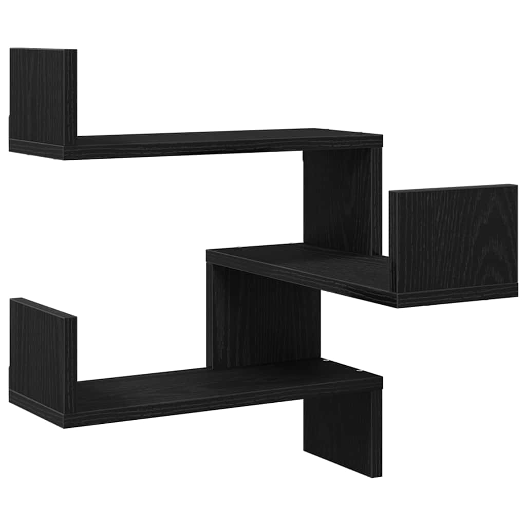 Wall Corner Shelf with Shelf 2 pcs Black oak 40 x 40 x 49.5 cm