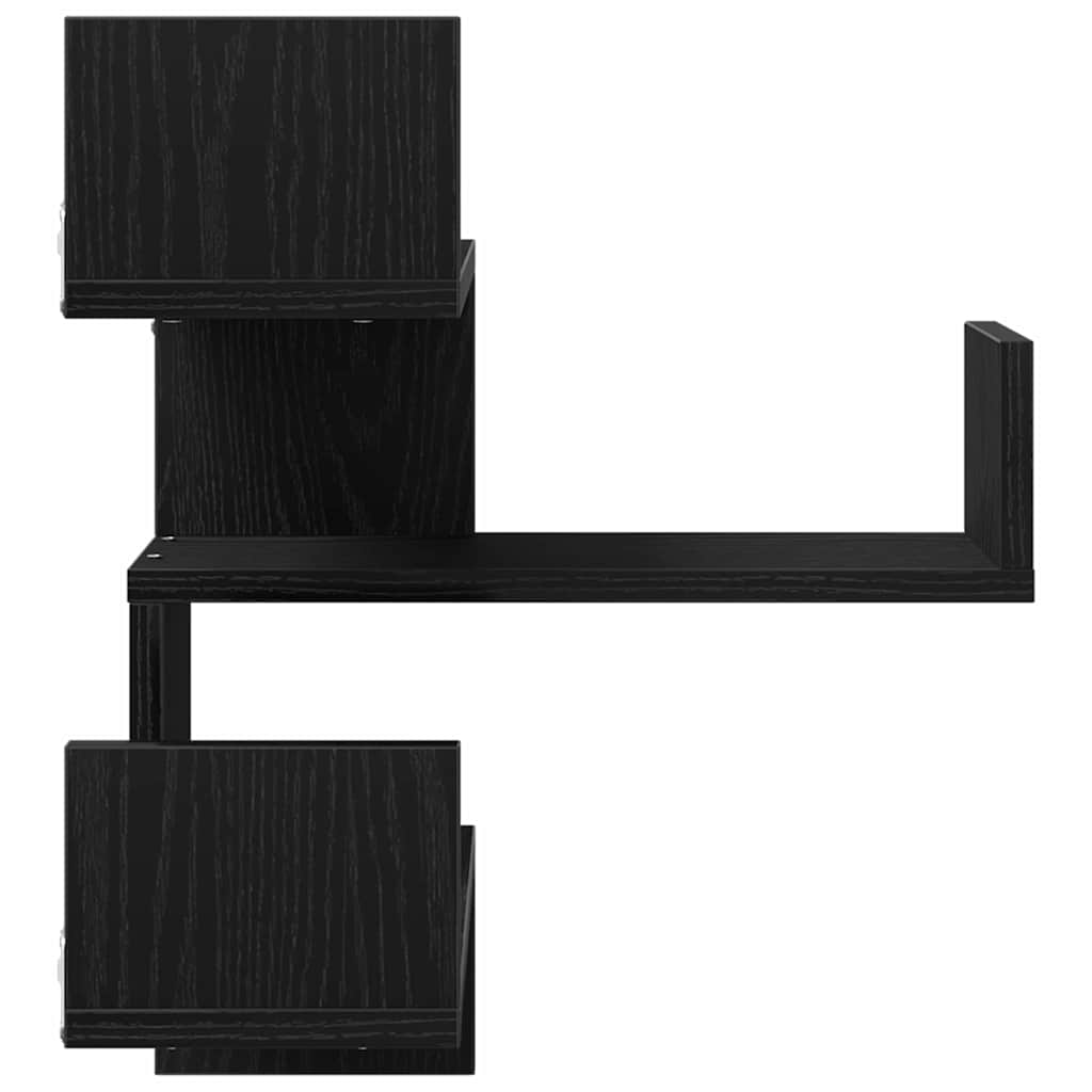 Wall Corner Shelf with Shelf 2 pcs Black oak 40 x 40 x 49.5 cm