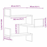 Wall Shelf 2 pcs Black Oak 40 x 40 x 49,5 cm Engineered Wood