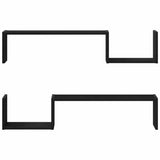 Wall Shelf 2 pcs Black Oak 100 x 15 x 20 cm Engineered Wood - Top-Down View