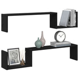 Wall Shelf 2 pcs Black Oak 100 x 15 x 20 cm Engineered Wood - Side View