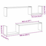 Wall Shelf 2 pcs Black Oak 100 x 15 x 20 cm Engineered Wood