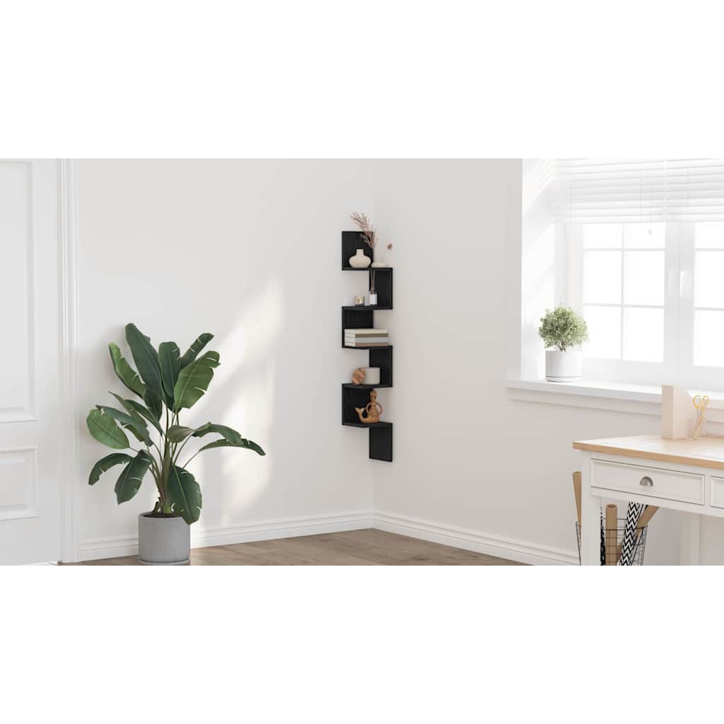 Corner Shelf Black Oak 20 x 20 x 127,5 cm Engineered Wood