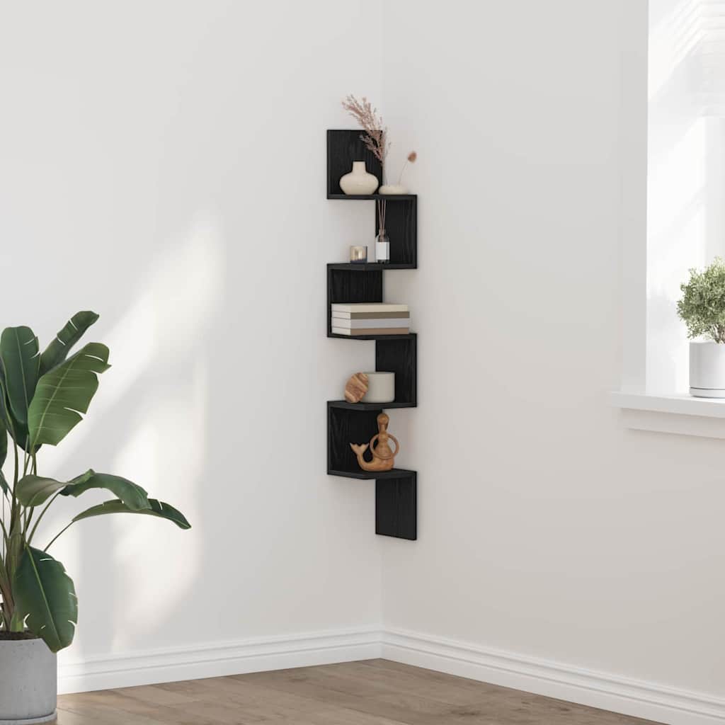 Corner Shelf Black Oak 20 x 20 x 127,5 cm Engineered Wood