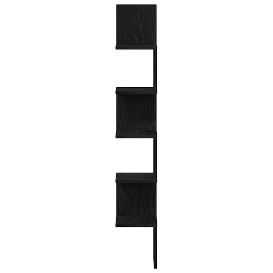Corner Shelf Wall-Mounted Black Oak 20 x 20 x 127,5 cm