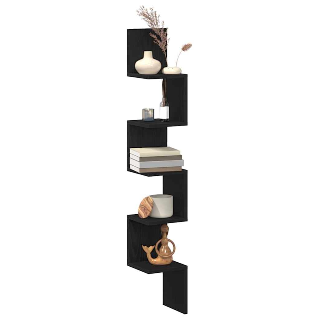 Corner Shelf Black Oak 20 x 20 x 127,5 cm Engineered Wood