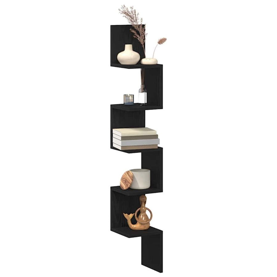 Corner Shelf Wall-Mounted Black Oak 20 x 20 x 127,5 cm