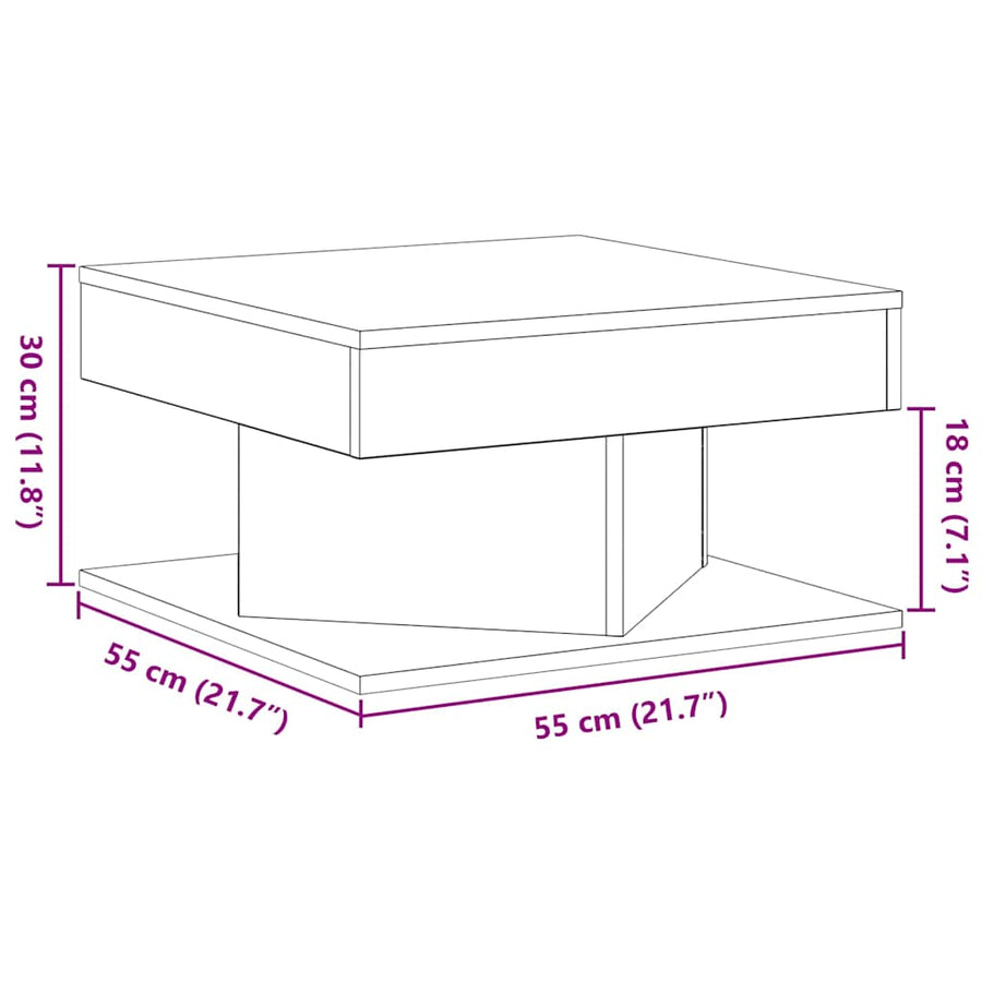 Coffee Table Black Oak 57 x 57 x 30 cm Engineered Wood