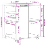 Storage Cabinet Black Oak 60 x 53 x 72,5 cm Engineered Wood