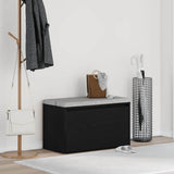 Hall Bench Black Oak 80 x 40 x 45 cm Engineered Wood