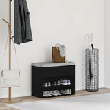 Shoe Bench with Shelf Black Oak 60 x 30 x 45 cm Engineered Wood