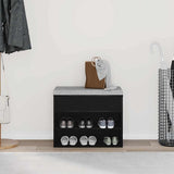 Shoe Bench with Shelf Black Oak 60 x 30 x 45 cm Engineered Wood - Top-Down View