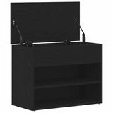 Shoe Bench with Shelf Black Oak 60 x 30 x 45 cm Engineered Wood