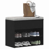 Shoe Bench with Shelf Black Oak 60 x 30 x 45 cm Engineered Wood - Side View