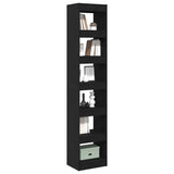 Book Cabinet Black oak 40 x 30 x 198 cm Engineered Wood - Side View