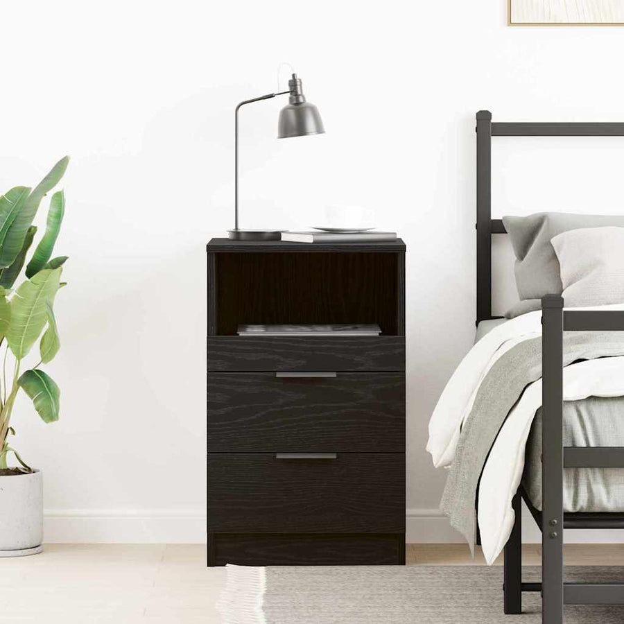 Bedside Cabinet Black Oak 40 x 36 x 65 cm Engineered Wood