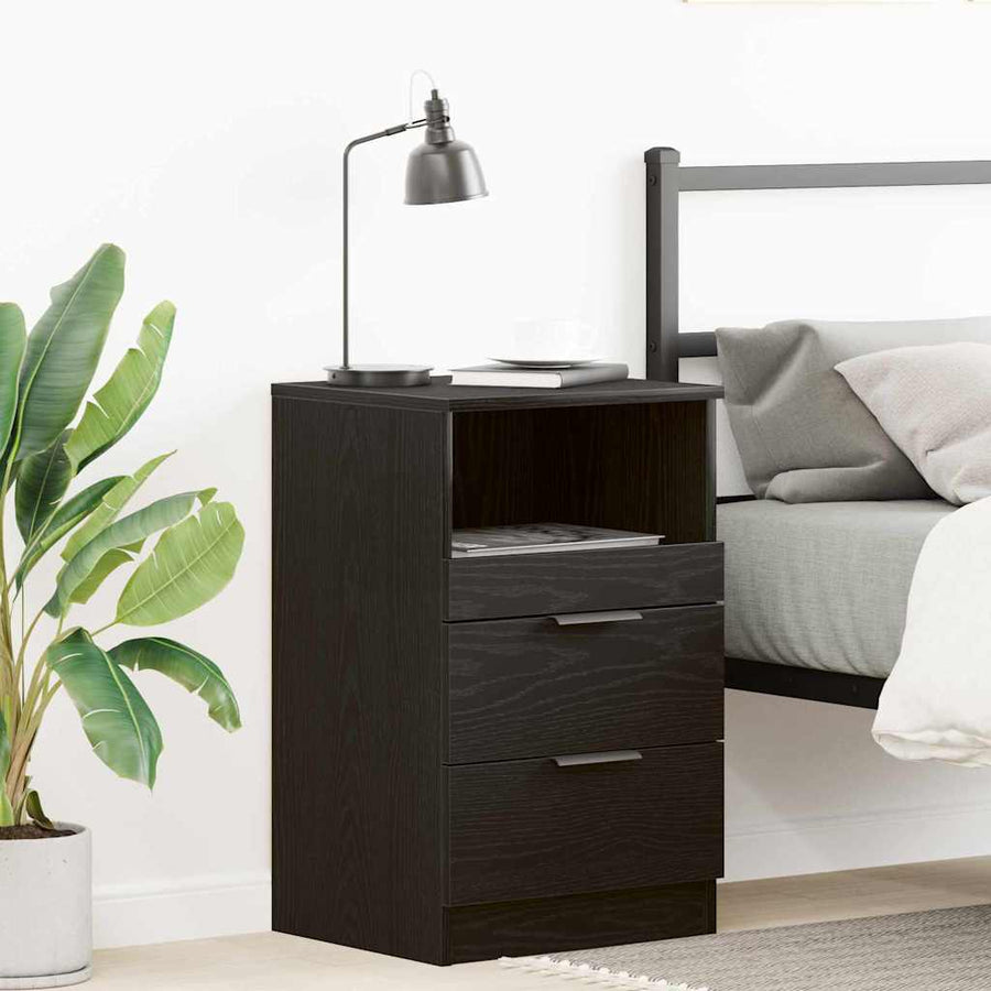Bedside Cabinet Black Oak 40 x 36 x 65 cm Engineered Wood