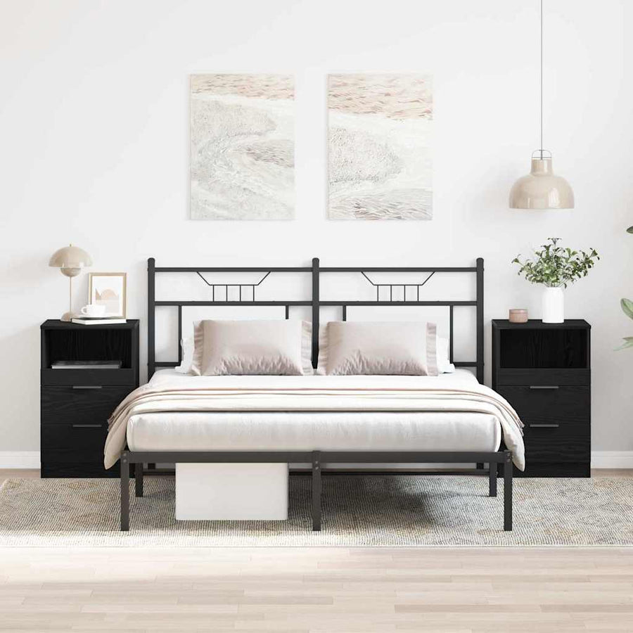 Bedside Cabinet 2 pcs Black Oak 40 x 36 x 65 cm Engineered Wood