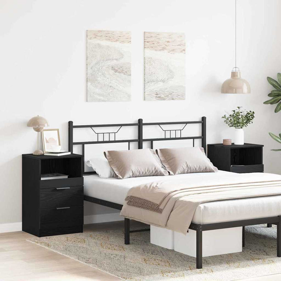 Bedside Cabinet 2 pcs Black Oak 40 x 36 x 65 cm Engineered Wood